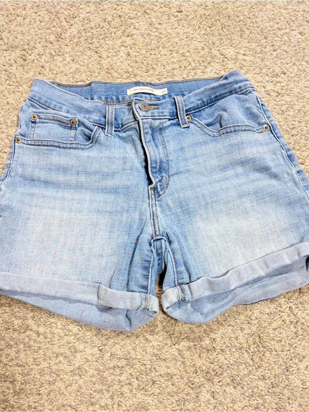 Levi's Light Blue Rolled-Hem Denim Shorts